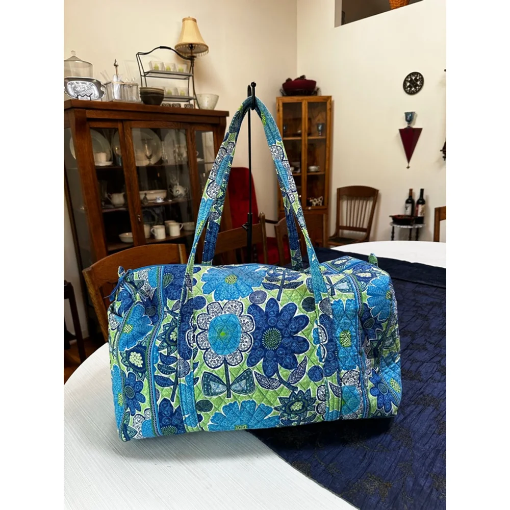 Vera Bradley Blue Green Floral Quilted Travel Bag One Size - Picture 2 of 10